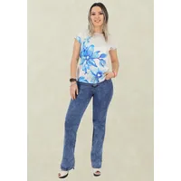 Jeans Recto Tiro Alto Push Up Azul