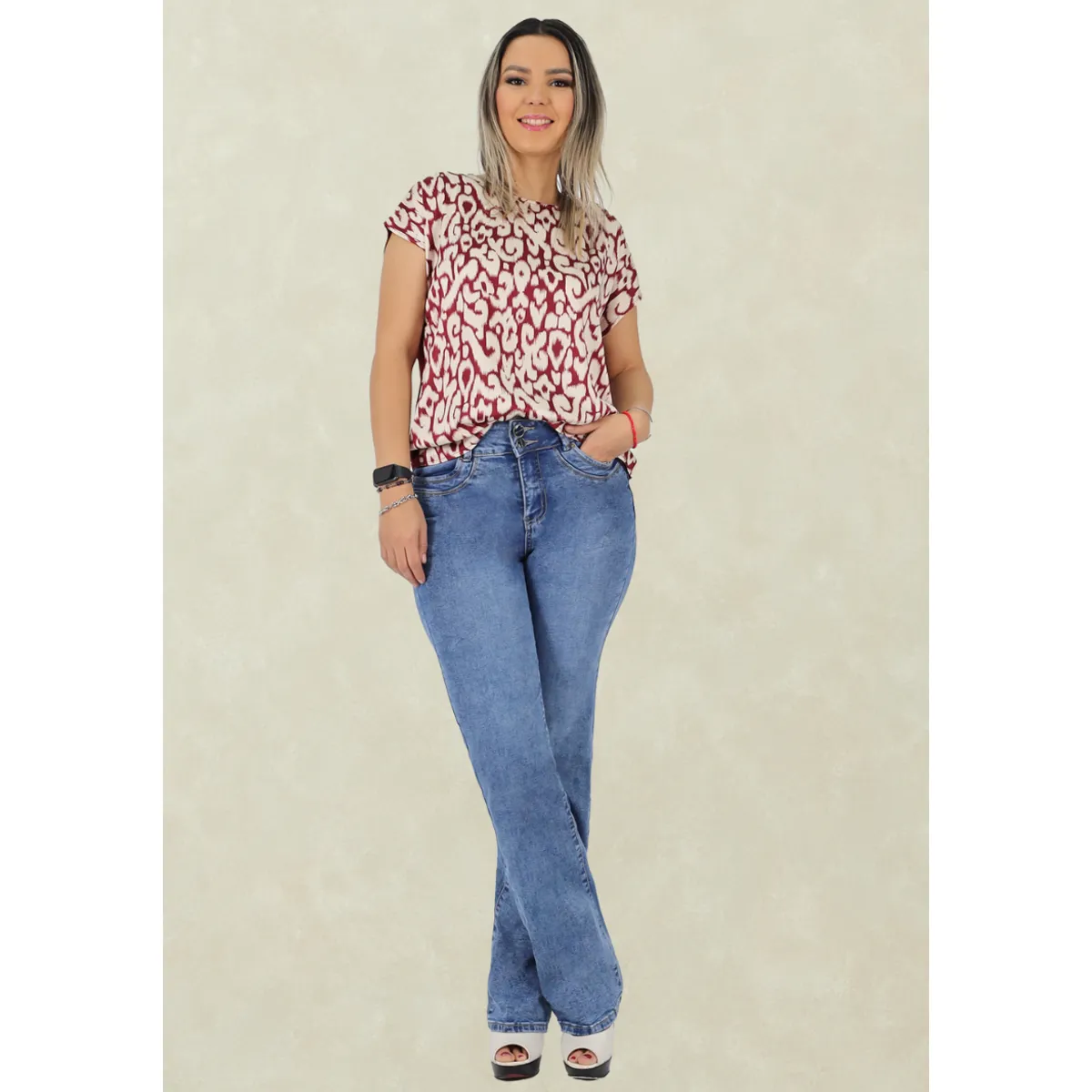 TENTATION - Jeans Recto TA Push Up Azul