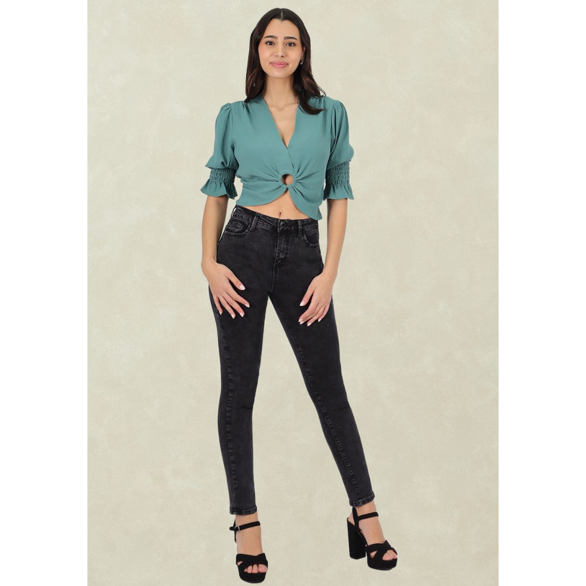 TENTATION - Jeans Pitillo Black Blue TA Push Up