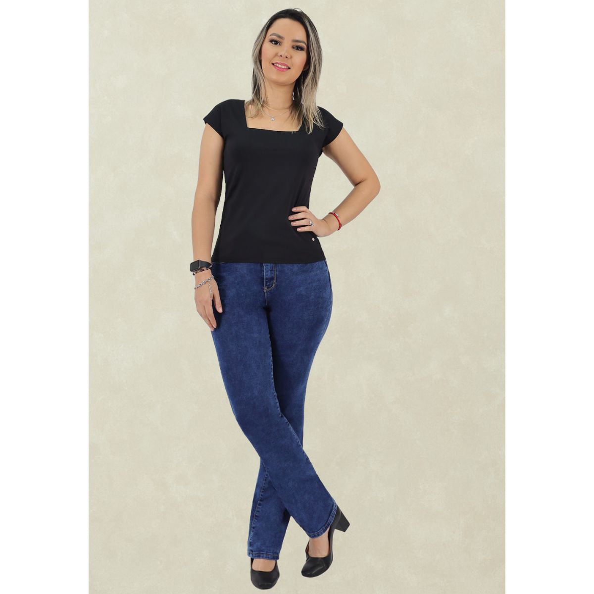 TENTATION - Jeans Recto Black Blue Tentation