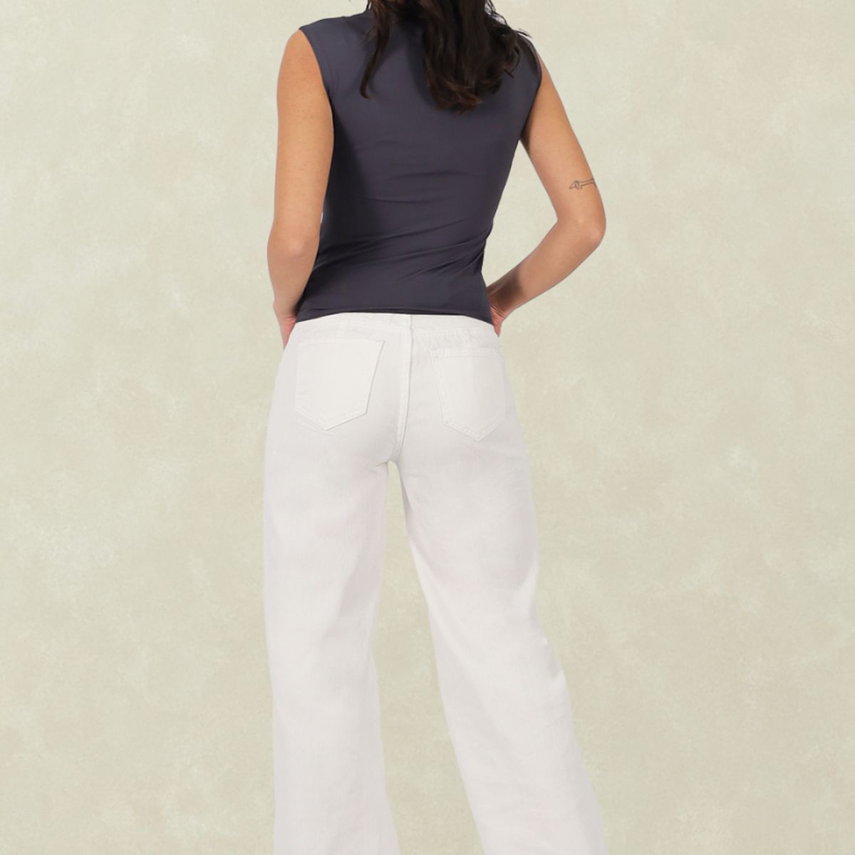 TENTATION - Wide Leg Blanco Corte Pierna