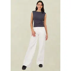 TENTATION - Wide Leg Blanco Corte Pierna