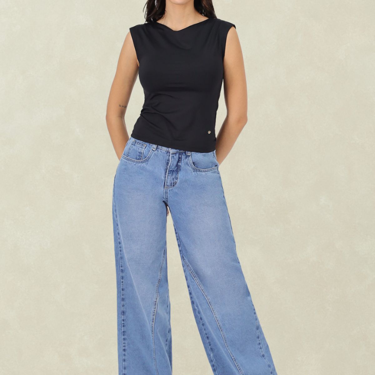 TENTATION - Wide Leg Celeste Corte Pierna