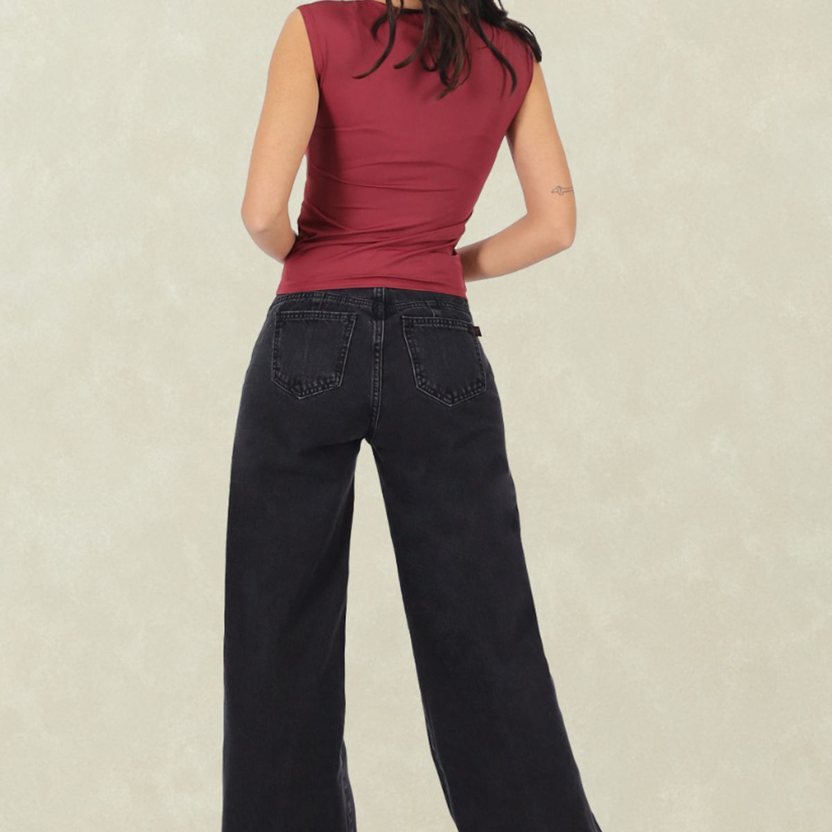 TENTATION - Wide Leg Black Corte Pierna