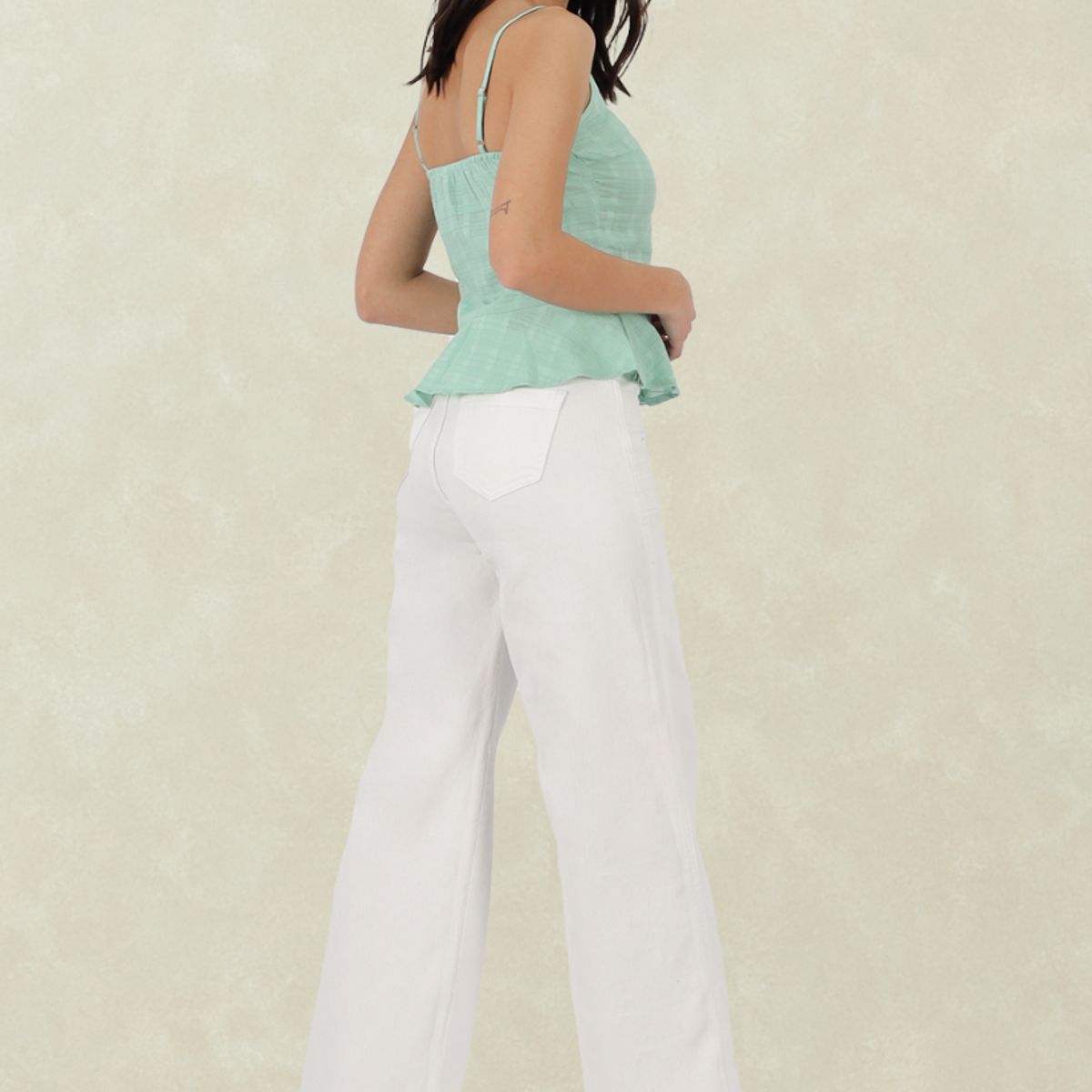 TENTATION - Wide Leg Blanco Bolsillo Parche