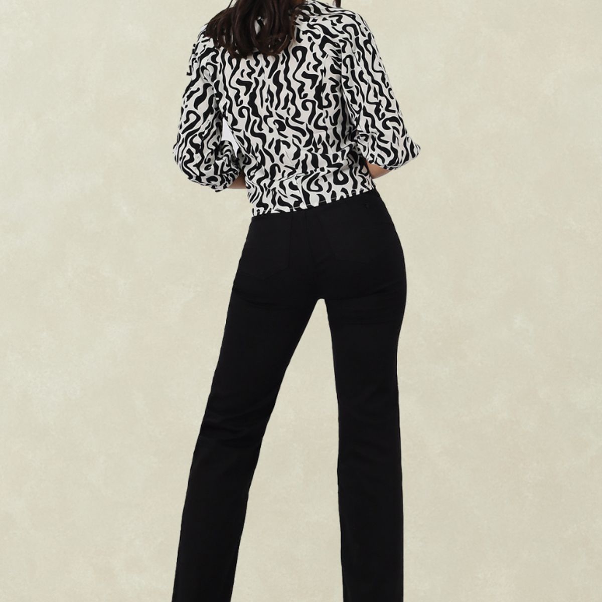 TENTATION - Pantalon Gabardina Recto  Tiro Alto Black