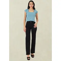 TENTATION - Pantalon Gabardina Recto TA Doble Boton Black
