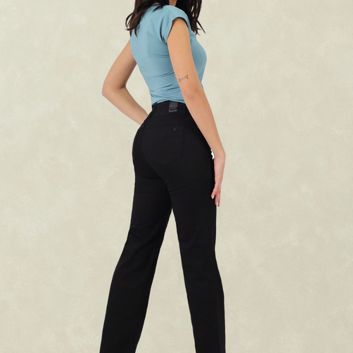 TENTATION - Pantalon Gabardina Recto TA Doble Boton Black
