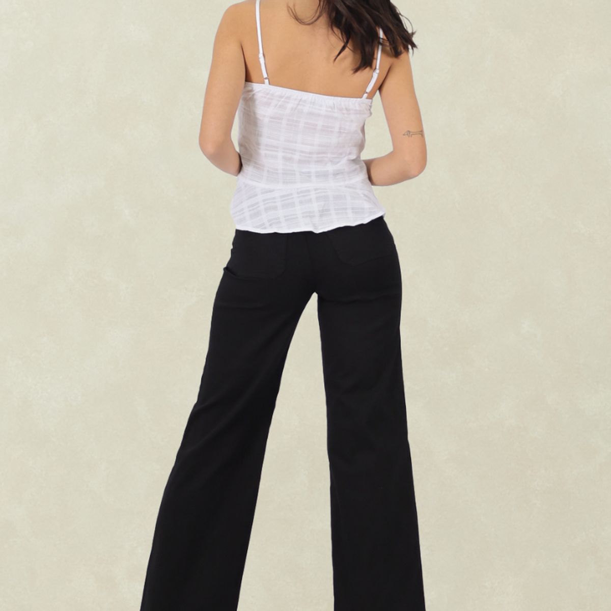 TENTATION - Wide Leg Gabardina Tiro Alto Black