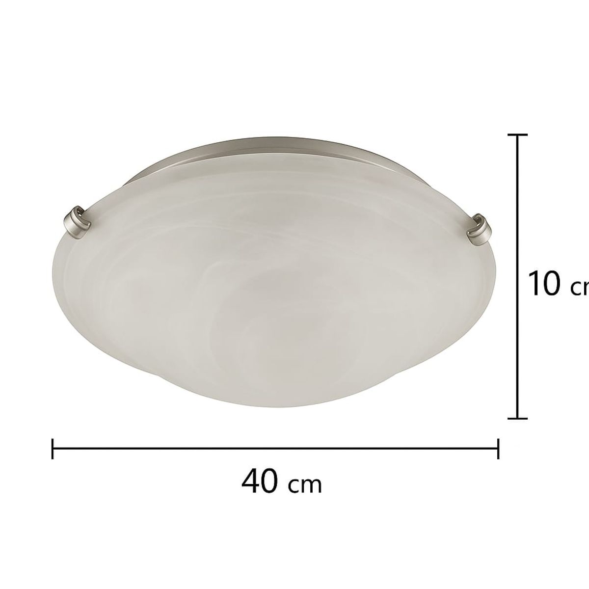 GENERICO - Plafón De Techo Interior 40cm Vidrio Alabastro Satinado Plateado