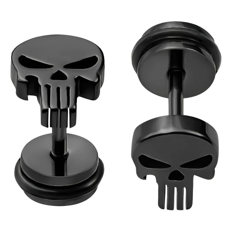 ROYAL MADRIZ - Aros Punk Hombre Mujer Calavera Black Earing Moda Royal Madriz