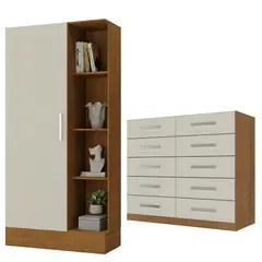 MOVELARIA - Combo Clóset Zapatero + Cómoda 10 Cajones Off White R1015