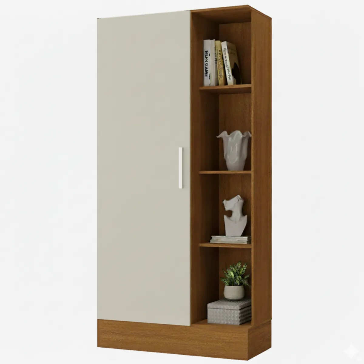 MOVELARIA - Combo Cómoda 10 Cajones + Closet Zapatero Off White + Librero R101516