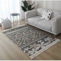 ALFOMBRA VINTAGE DE ALGODON Y LINO CON DISEÑO NORDICO 160cm x 200cm