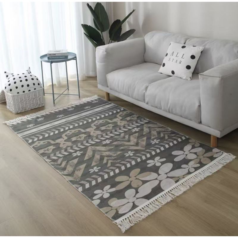 DIANA - ALFOMBRA VINTAGE DE ALGODON Y LINO CON DISEÑO NORDICO 160cm x 200cm