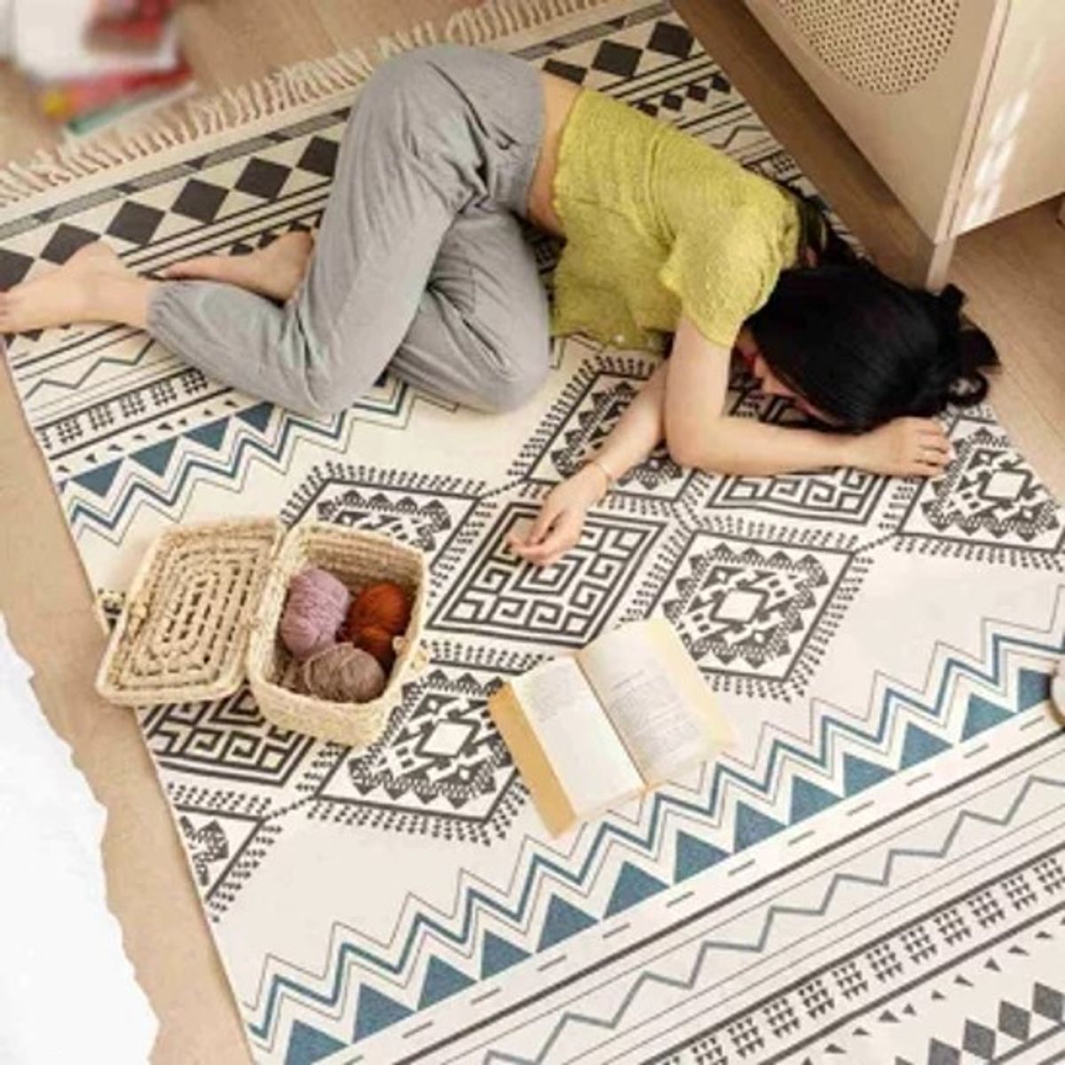 DIANA - ALFOMBRA VINTAGE DE ALGODON Y LINO DISEÑO NORDICO 160x200cm.