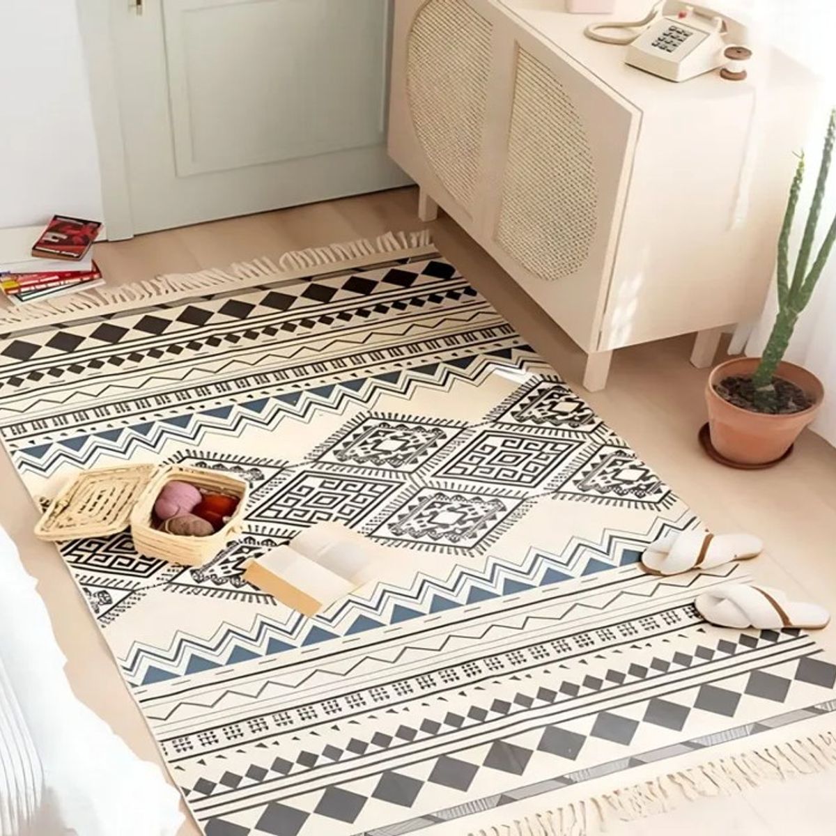 DIANA - ALFOMBRA VINTAGE DE ALGODON Y LINO DISEÑO NORDICO 160x200cm.