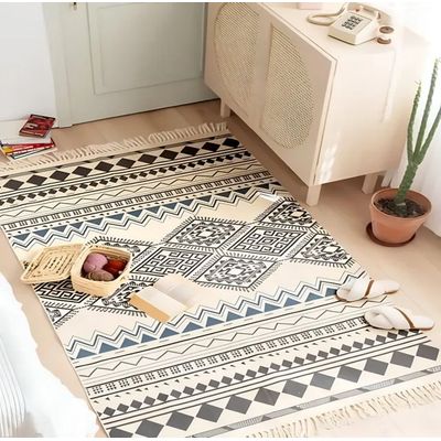 Imagen 2 del producto ALFOMBRA VINTAGE DE ALGODON Y LINO DISEÑO NORDICO 160x200cm