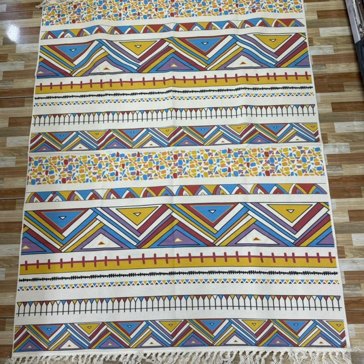 DIANA - ALFOMBRA VINTAGE DE ALGODON Y LINO DISEÑO NORDICO MULTICOLOR 160x200cm