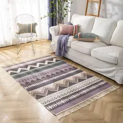 DIANA - ALFOMBRA VINTAGE DE ALGODON Y LINO DISEÑO NORDICO ZIG ZAG 160x200cm