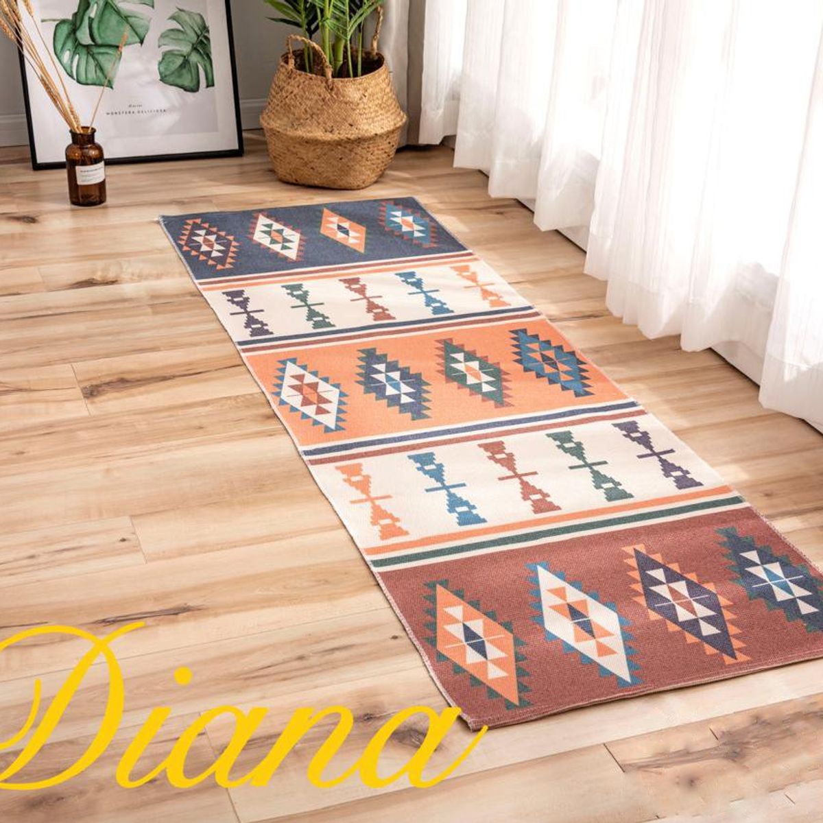 DIANA - BAJADA DE CAMA DE ALGODON Y LINO 60CMX150CM CON DISEÑO NORDICO