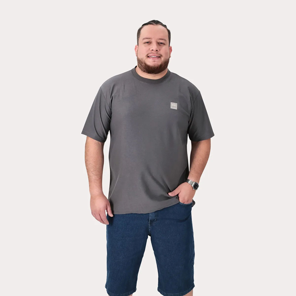 GANGSTER - Plus Polera MC Textura Fenway Gris Gangster