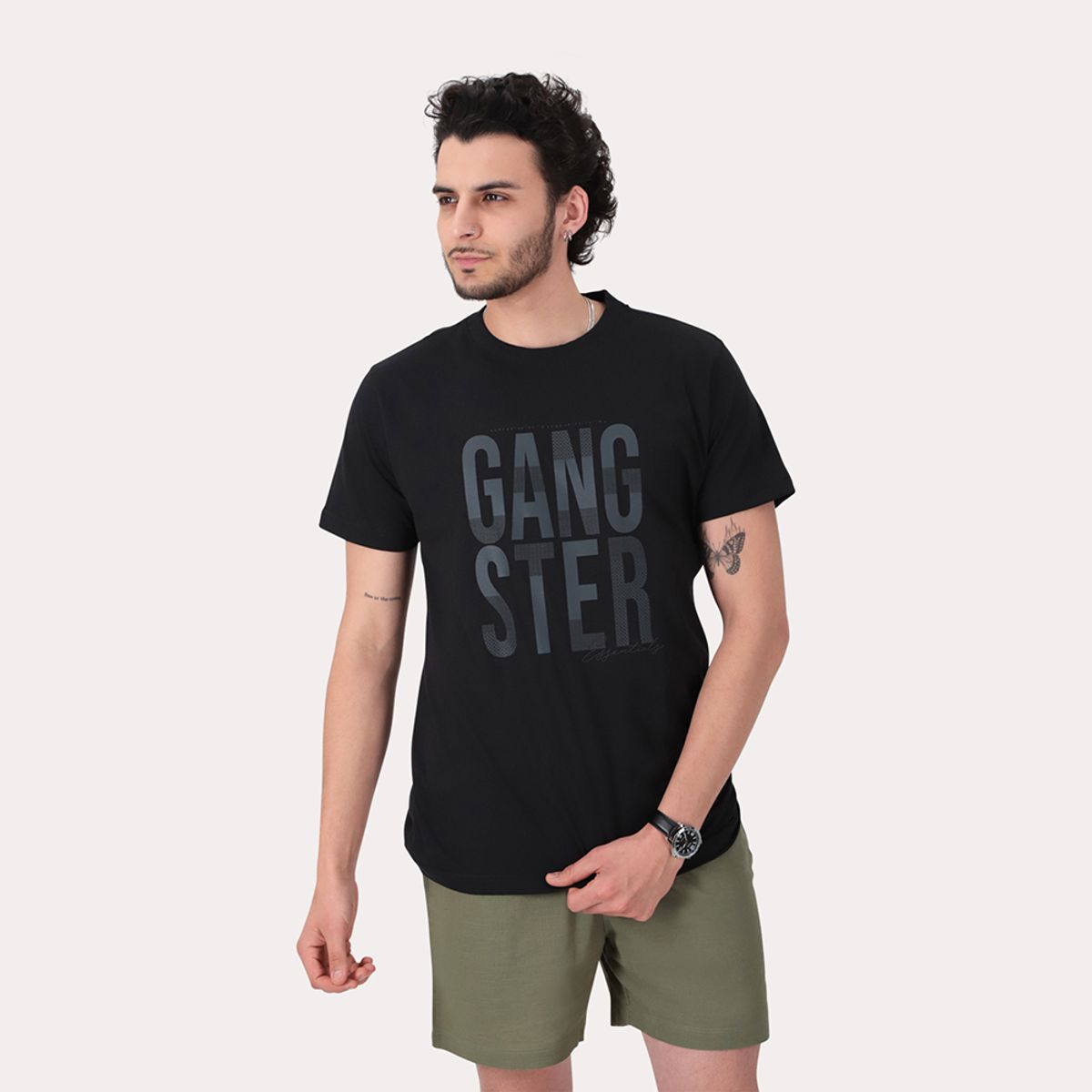 GANGSTER - Polera Mc Basica Brooklyn Negro Gangster