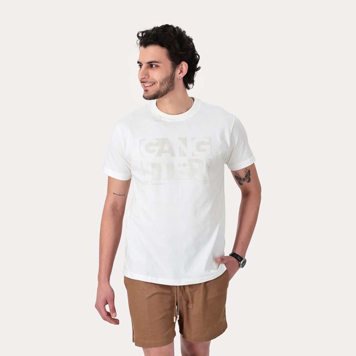 GANGSTER - Polera Mc Basica Center Blanco Gangster