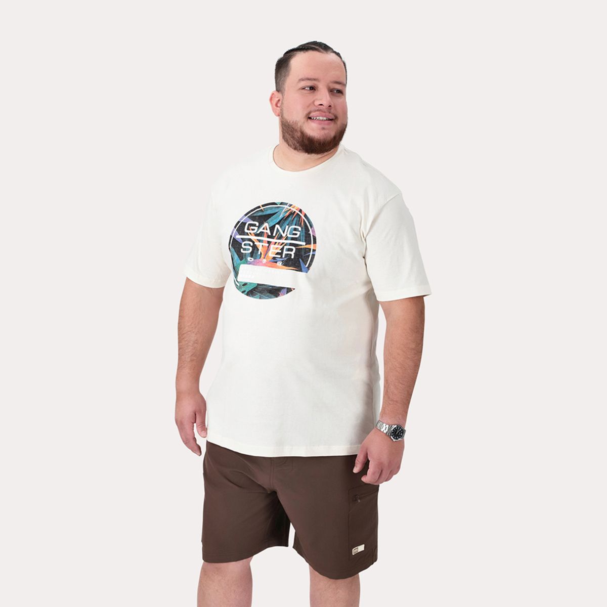 GANGSTER - Plus Polera MC Basica Vine Blanco Gangster