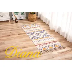 DIANA - BAJADA DE CAMA DE ALGODON Y LINO 60CMX150CM DISEÑO NORDICO DIAMANTE.