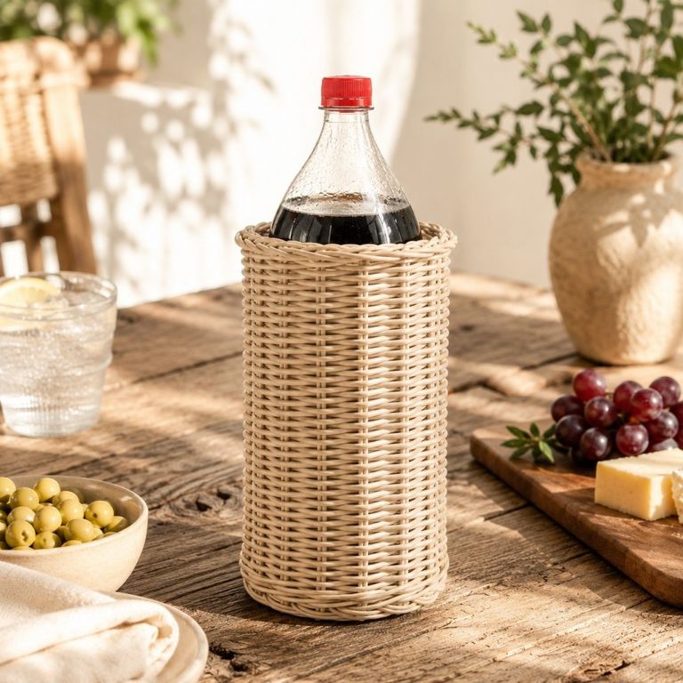 Porta Botellas Rattan Sintetico Beige