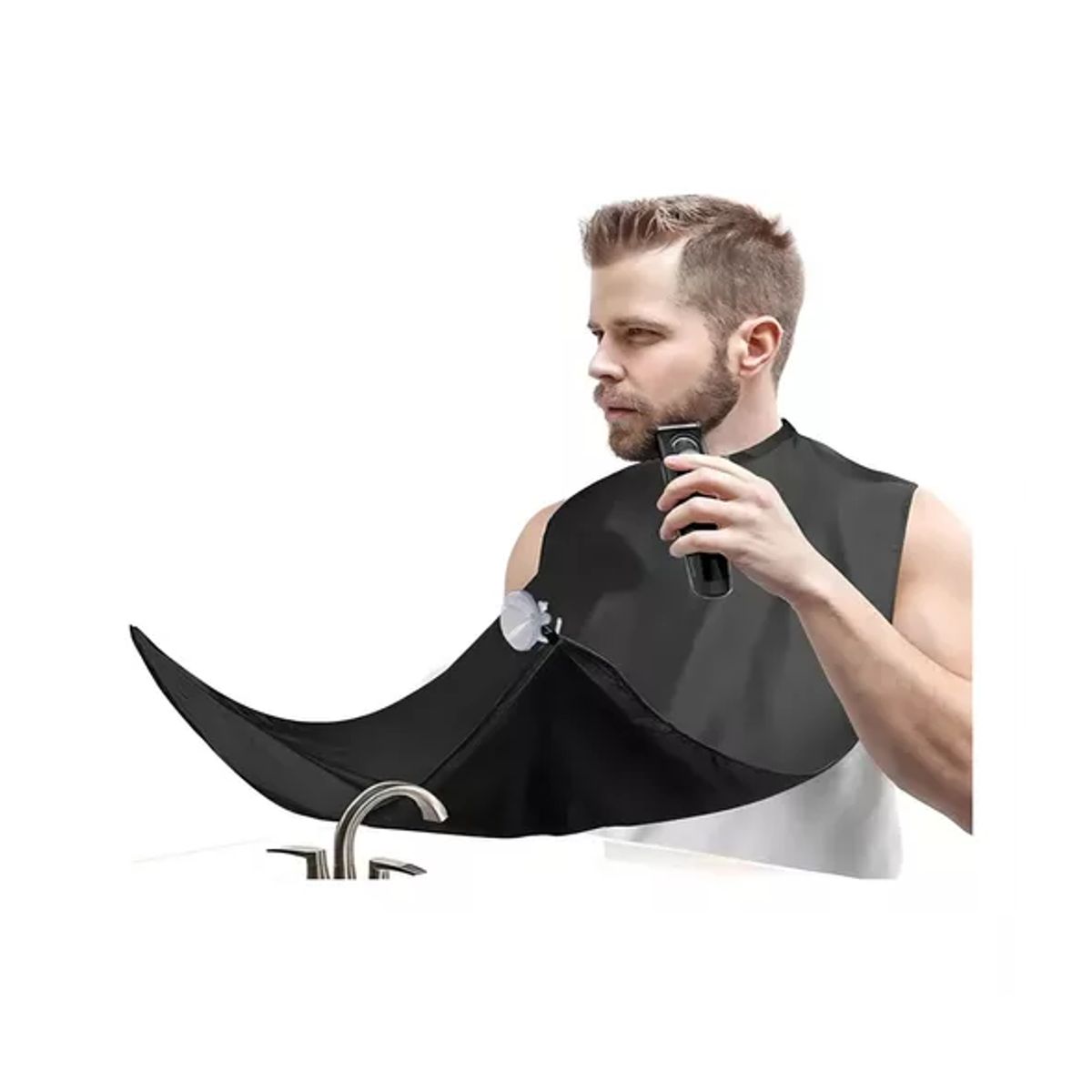 GENERICO - Capa Delantal para Corte de Barba Afeitado Negro Liso