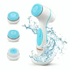 GENERICO - Cepillo Limpieza Facial Celeste Masajeador Silicona 3 En 1