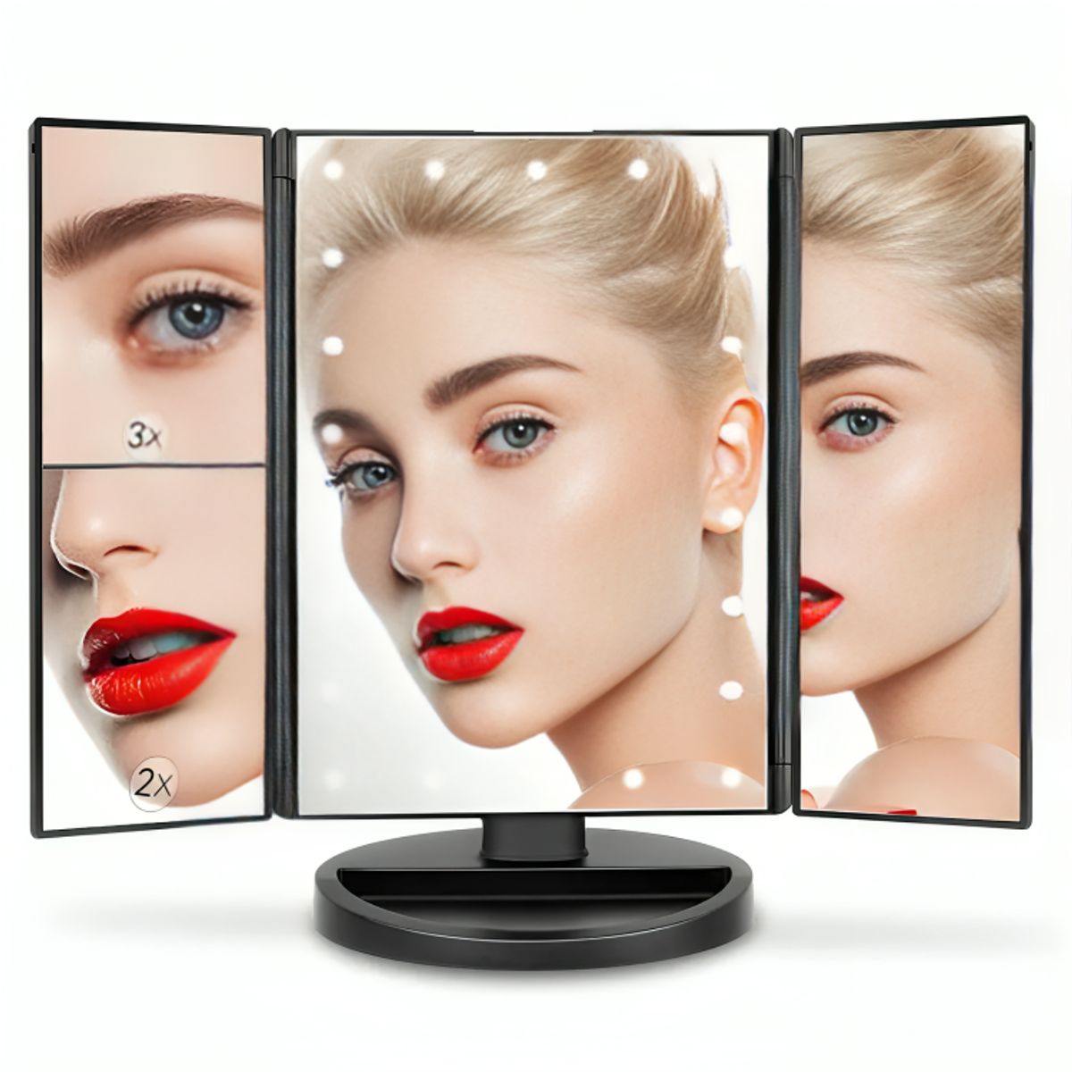 GENERICO - Espejo Para Maquillaje Aumentos 2x 3x Luz Led