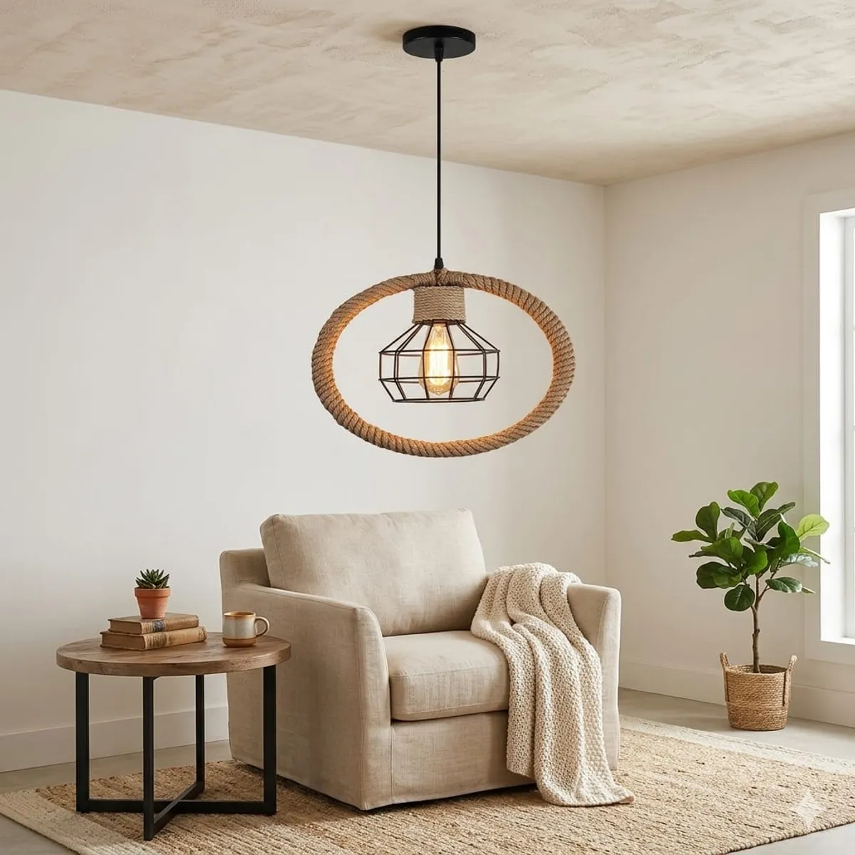 WANT - LAMPARA COLGANTE ESTILO RUSTICO PORTA E27