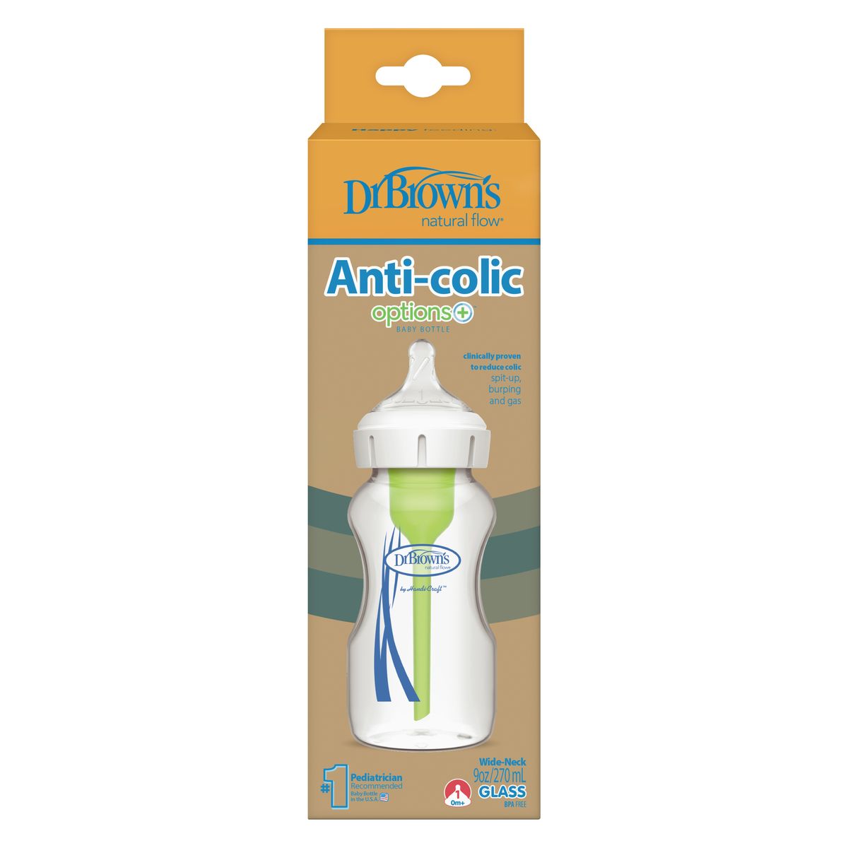 DR BROWN'S - Mamadera Boca Ancha De Vidrio Dr Brown´s Options+ 270ml