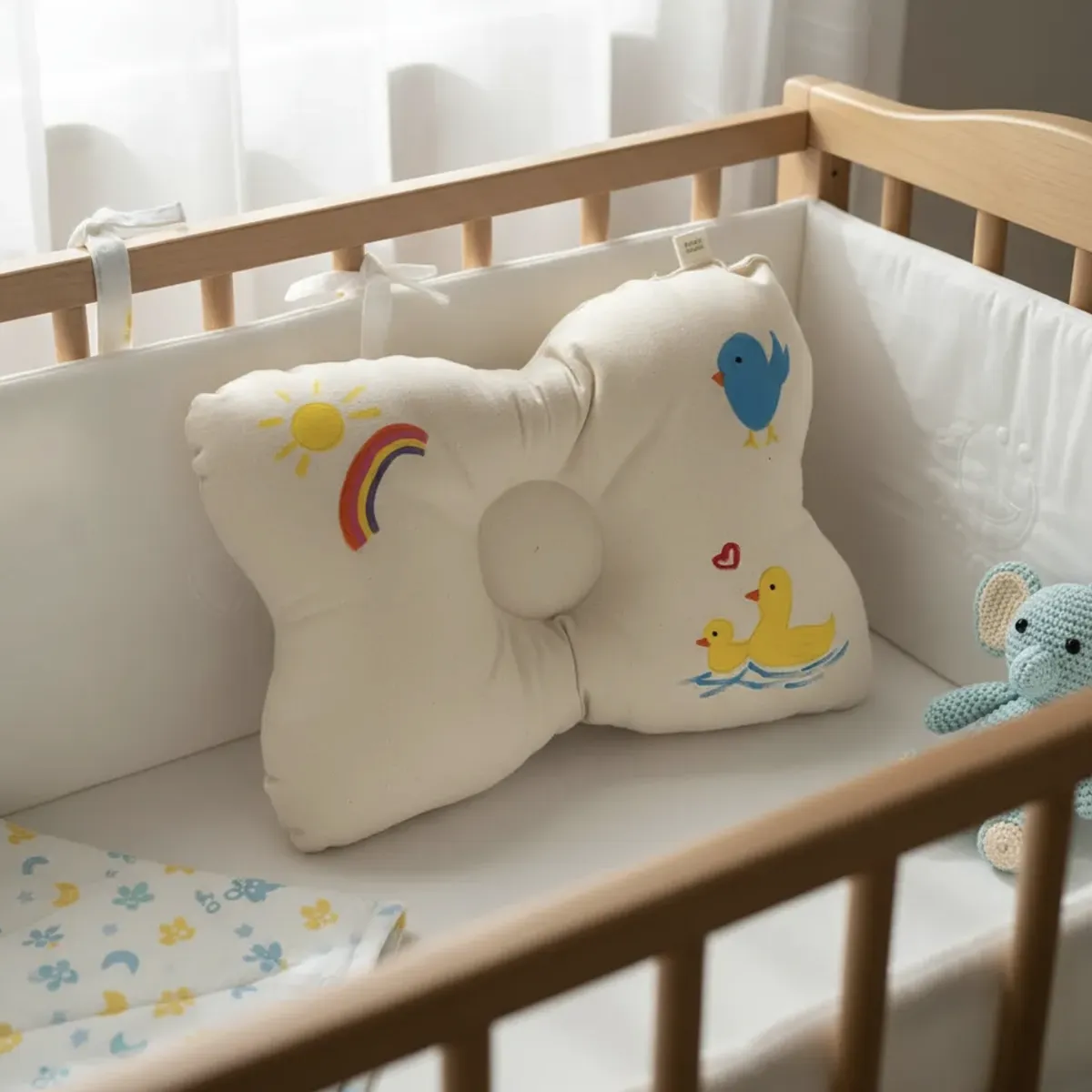 HAOKIDS - Almohada cojín bebé recién nacida 100% algodón relleno antialérgico
