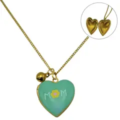 ELBAULDEJUMA - Relicario corazon MAMA turquesa chapado en oro 18k