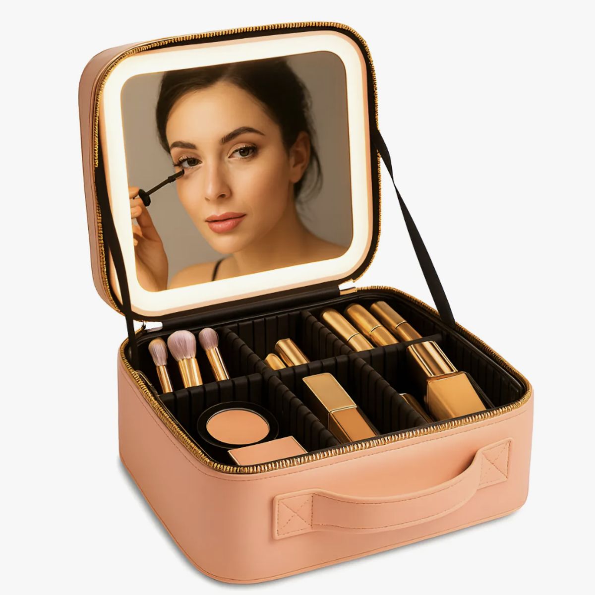 GENERICO - Estuche De Maquillaje Con Espejo Led Organizador Portatil