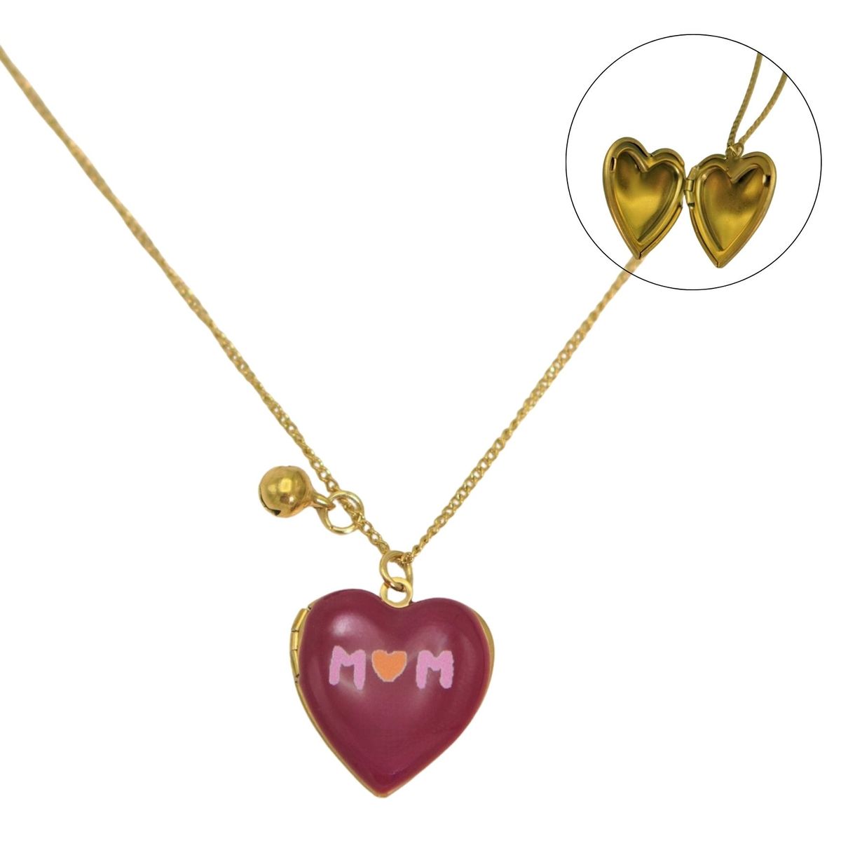 ELBAULDEJUMA - Relicario corazon MAMA burdeos chapado en oro 18k