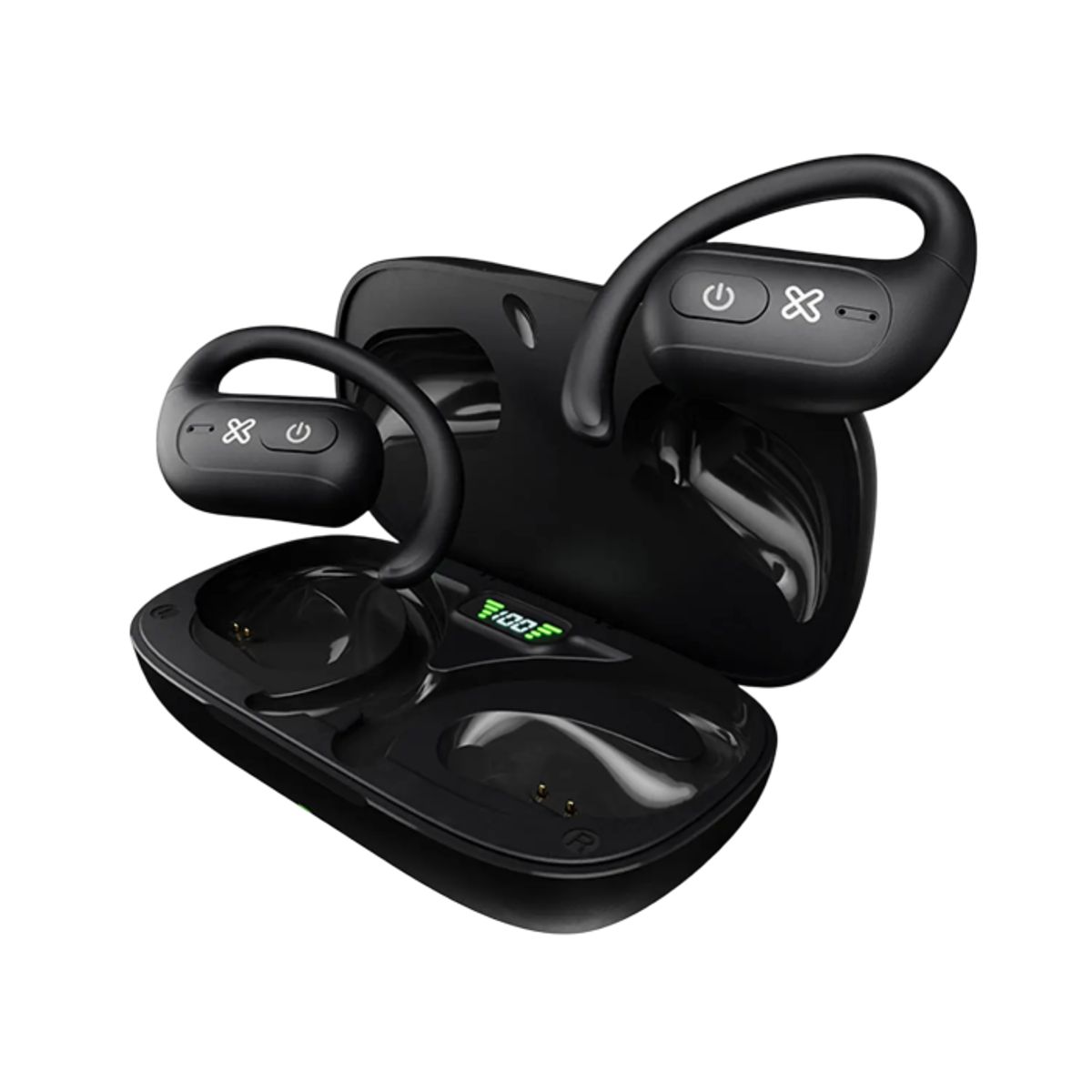 KLIPXTREME - Klip Xtreme KOE-250BK OpenBuds TWS Audífonos Inalámbricos de Oído Abierto, Bluetooth 5.3, Micrófono ENC, Resistente al Agua IPX5, Hasta 20h de Batería