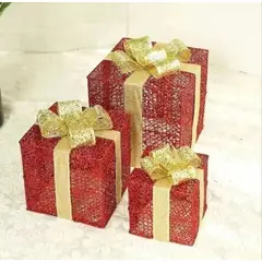 GENERICO - Cajas de Regalo Luz Led Navidad Roja