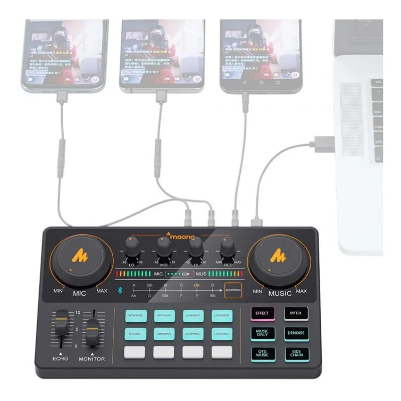 MAONO - Consola Interfaz audio tarjeta Sonido Mezclador Podcast Maonocaster Au-am200 Maono