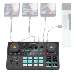 MAONO - Consola Interfaz audio tarjeta Sonido Mezclador Podcast Maonocaster Au-am200