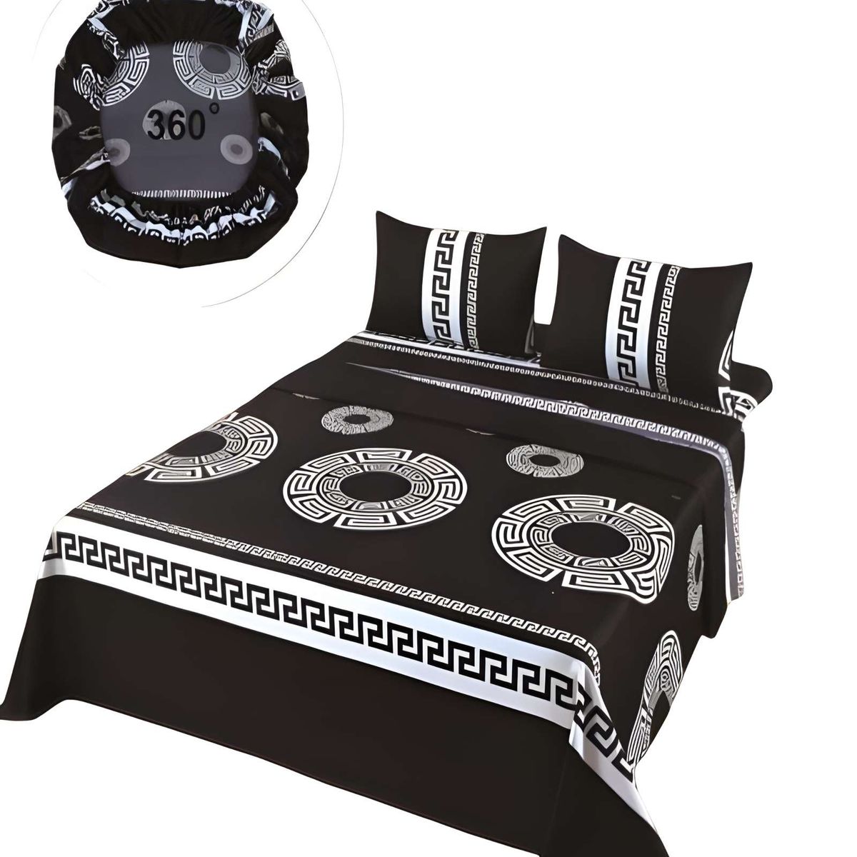 GENERICO - JUEGO DE SABANAS CASA SOL SUPER KING NEGRO2