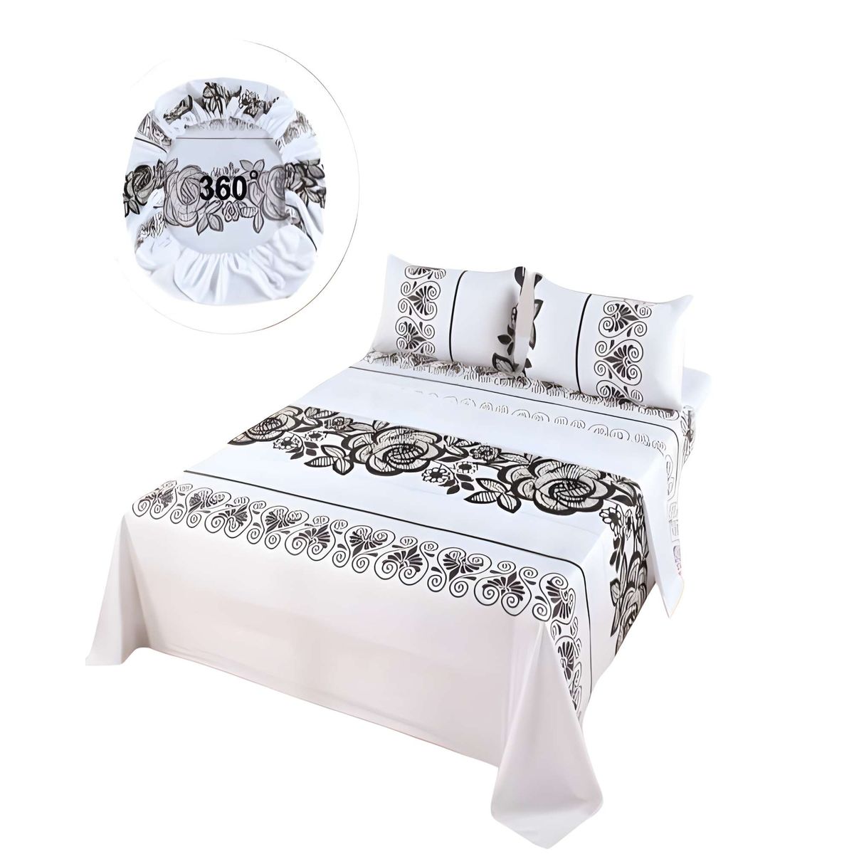 GENERICO - JUEGO DE SABANAS CASA SOL SUPER KING BLANCO