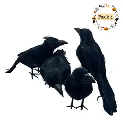 EKOL TACTICA MILITAR - Pack 4 Cuervos Realista Emplumado Negro Halloween 2025