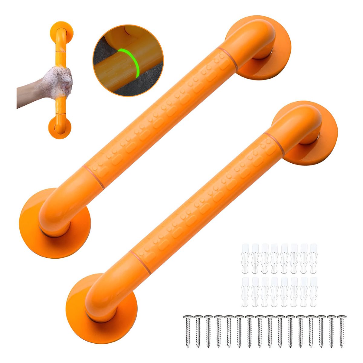 GENERICO - 2 Barra De Seguridad Para Baño Con Antideslizante Y Círculo 40cm