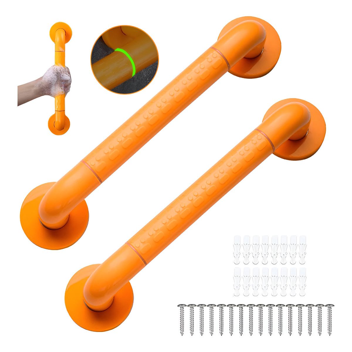 GENERICO - 2 Barra De Seguridad Para Baño Con Antideslizante Y Círculo 40cm