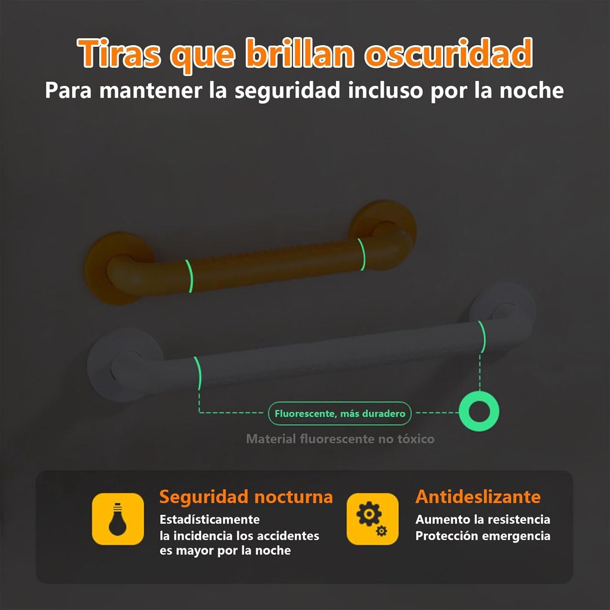 GENERICO - 2 Barra De Seguridad Para Baño Con Antideslizante Y Círculo 40cm